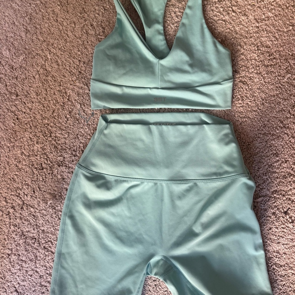 SET Active Mint Blue Sports Bra & Leggings Set